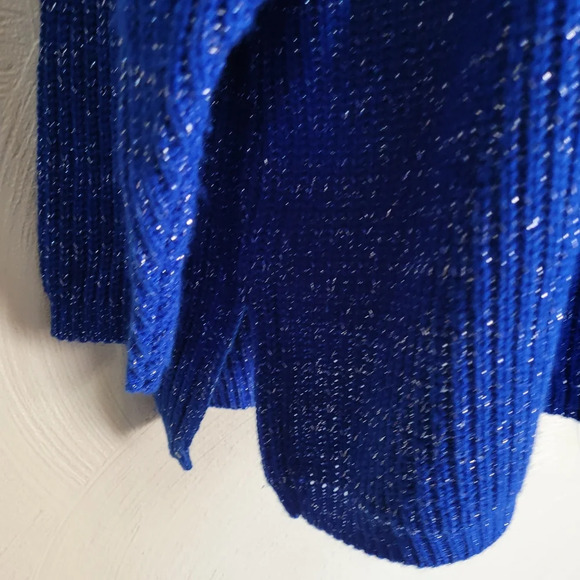 Bedford Fair Lifestyles Vintage 80's Royal Blue and Silver Tunic Sweater Size 1X - Picture 5 of 11